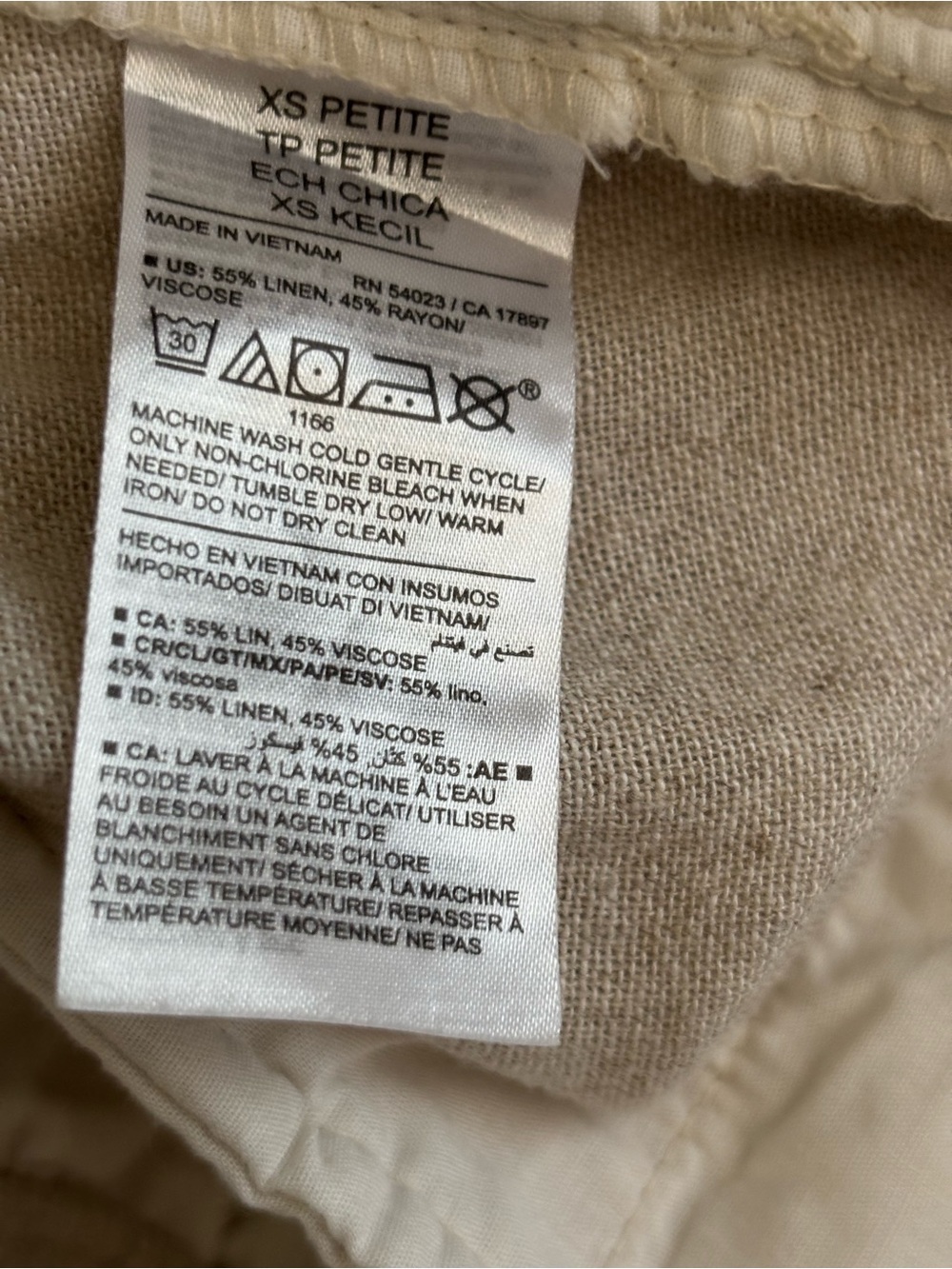 Old Navy Linen Tan Tapered Pants size Petite XS in Great Condition - Picture 8 of 8